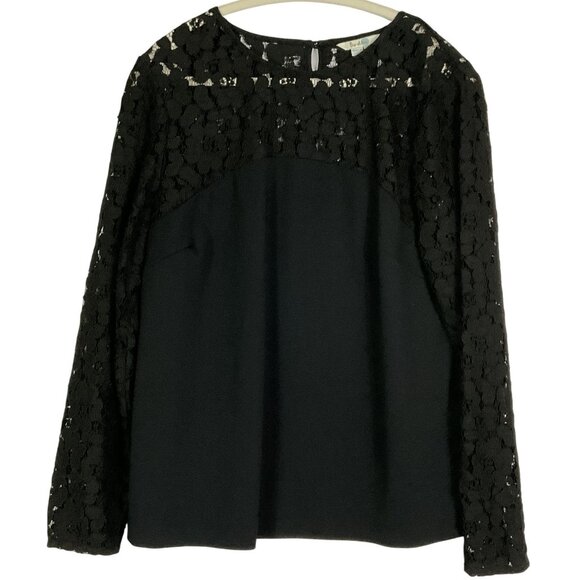 Boden Black Partial Lace Top Long Sleeve Blouse, US size 14, WL979 - Picture 1 of 9